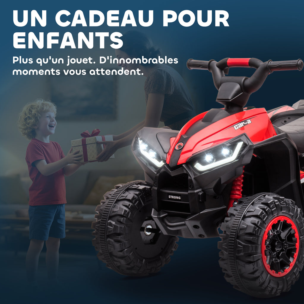 Quad électrique enfant de 3 à 5 ans 12 V 2 moteurs 2 vitesses 3-6 km/h phares LED klaxon rouge-7