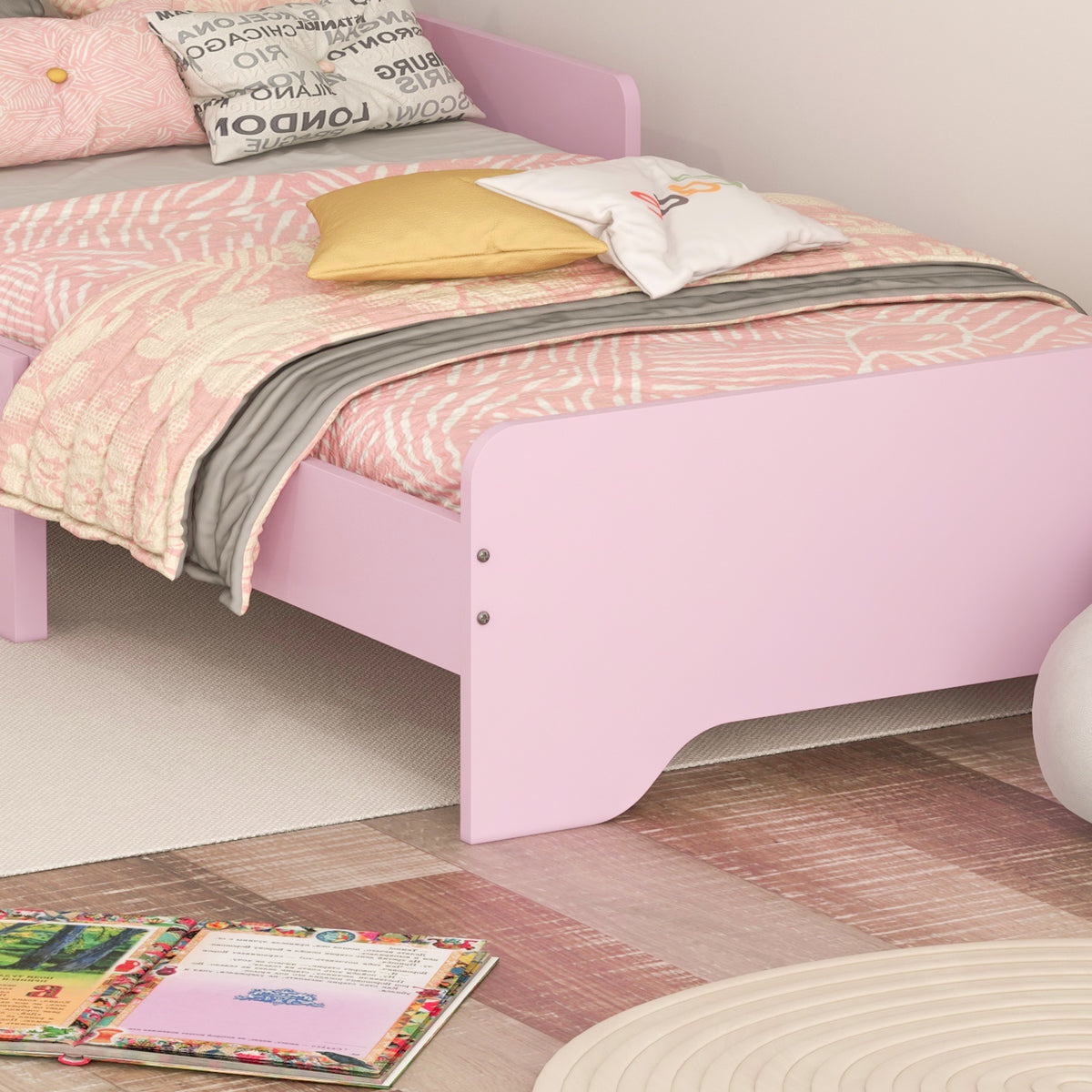 Lit pour enfants de 3 à 6 ans 143 x 74 x 55 cm design nuage sommier à lattes inclus chambre moderne rose-7