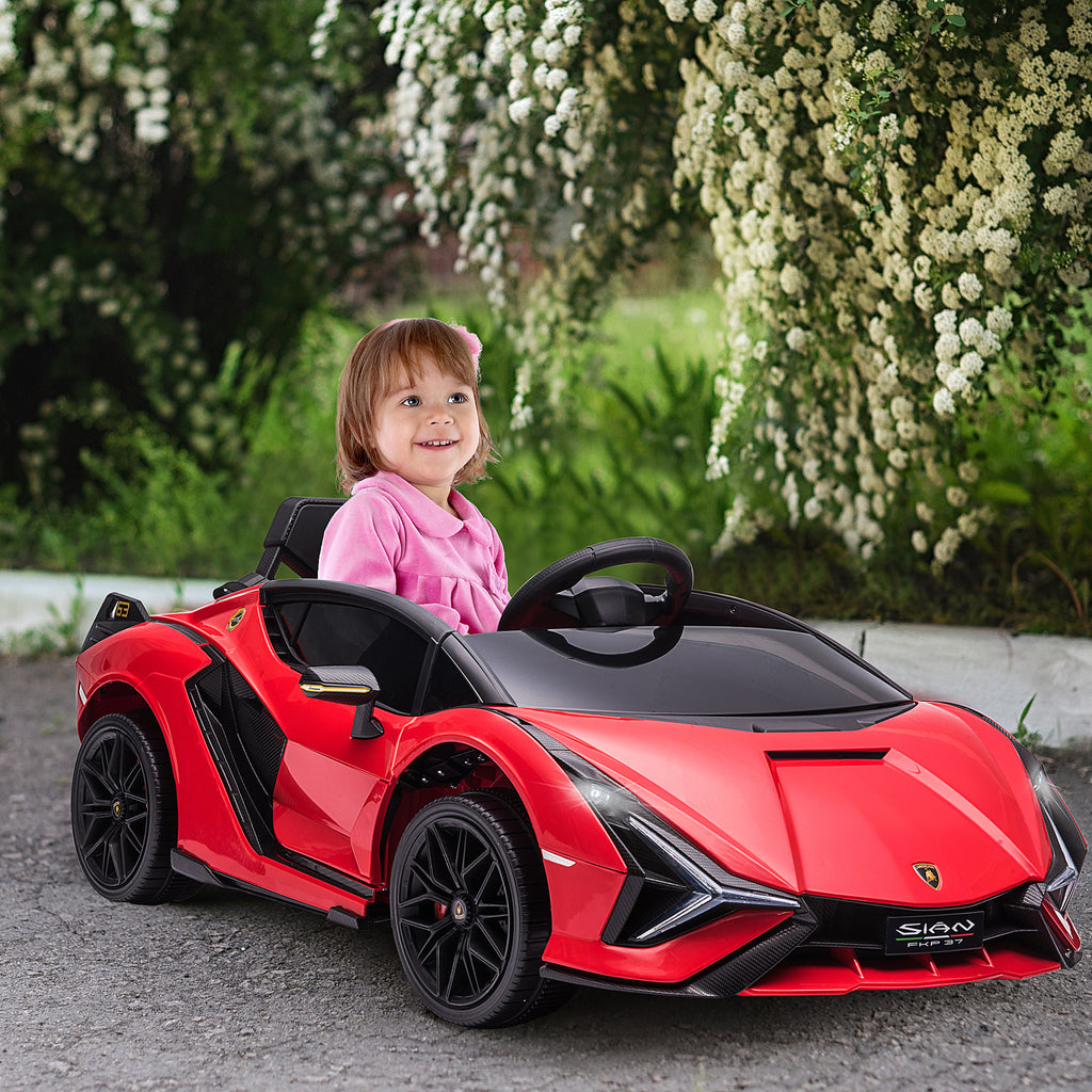 Voiture électrique Enfants de Sport Véhicule électrique Lamborghini Sian 12 V - V. Max. 5 Km/h avec Télécommande 2,4G Effets sonores + Lumineux Rouge-9