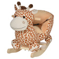 Jouet à Bascule modèle girafon Ceinture de sécurité Fonction Musicale 32 Pistes pour Enfant 18+Mois Marron Beige-0
