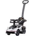 Voiture à pousser pour enfants porteur enfants 1 à 3 ans multi-équipée avec poignée de poussée, klaxon et volant, Blanc-0