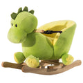 Jouet à Bascule Dinosaure Ceinture de sécurité Effet sonore 32 chansons pour enfants de 18+ Mois Bois Peluche Verte-0