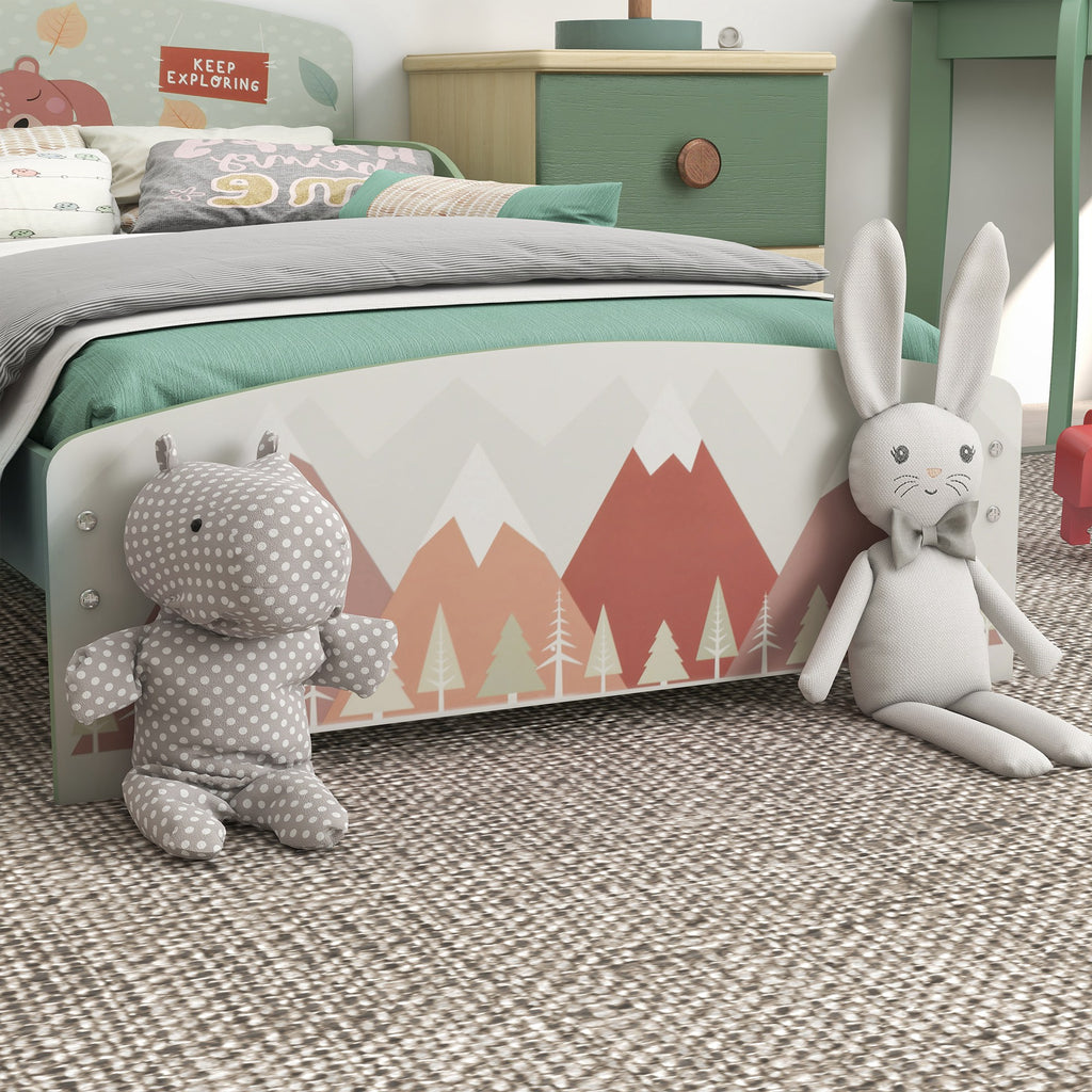 Lit pour enfant 3-6 ans avec barrières de sécurité et motifs dim. 77 x 143 x 60 cm sommier à lattes inclus - Vert-7