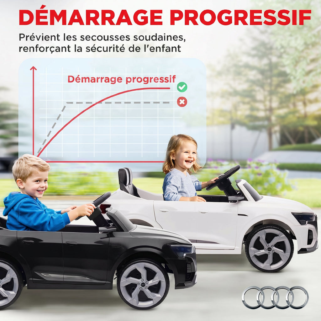 Voiture électrique pour enfants Licence Audi Q8 e-tron Sportback 12V télécommande, phares, musique, klaxon, 3-4 ans noir-6