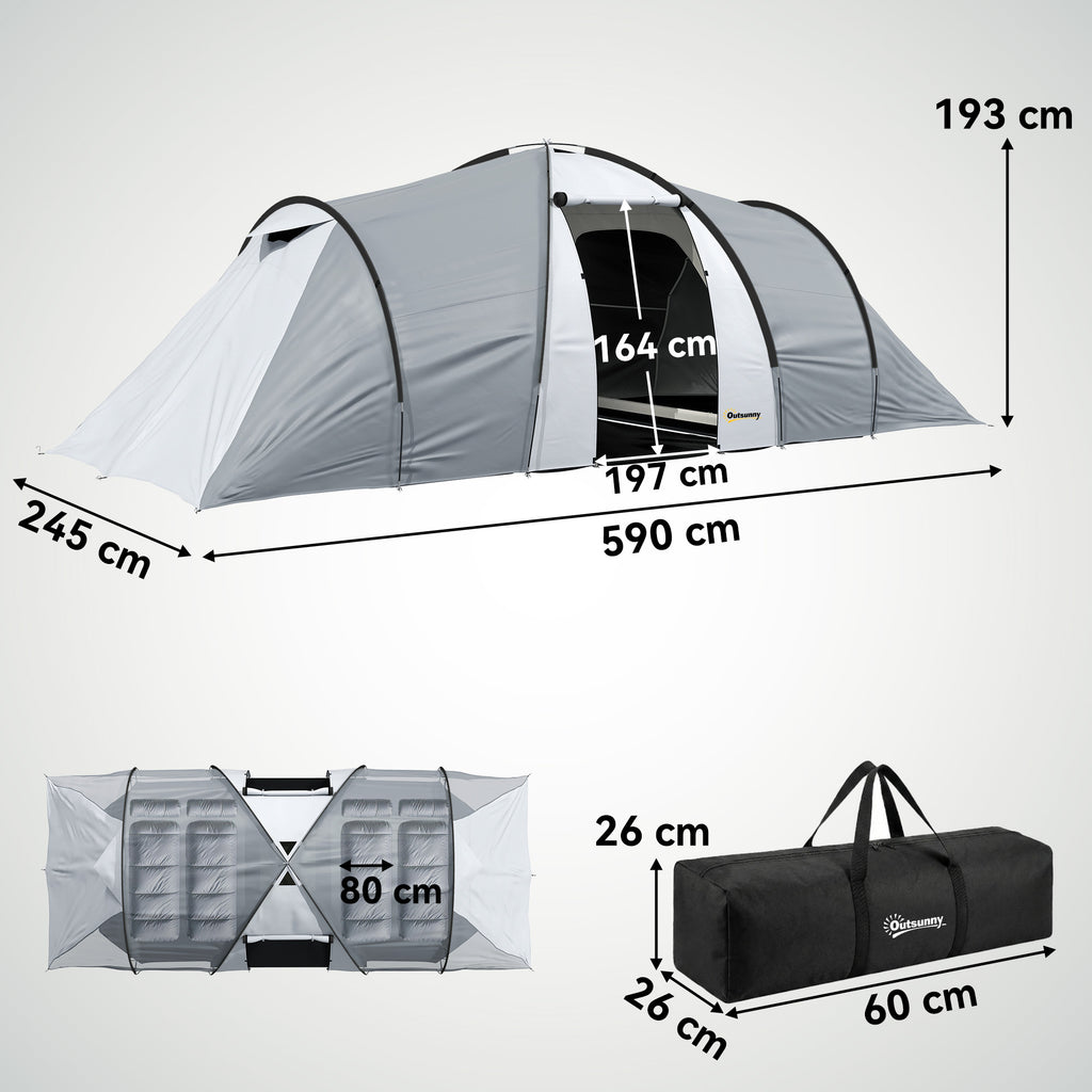 Tente de camping familiale 4 personnes dôme 2 chambres 1 séjour et 1 auvent anti-UV Imperméable 2000 mm multicolore-2