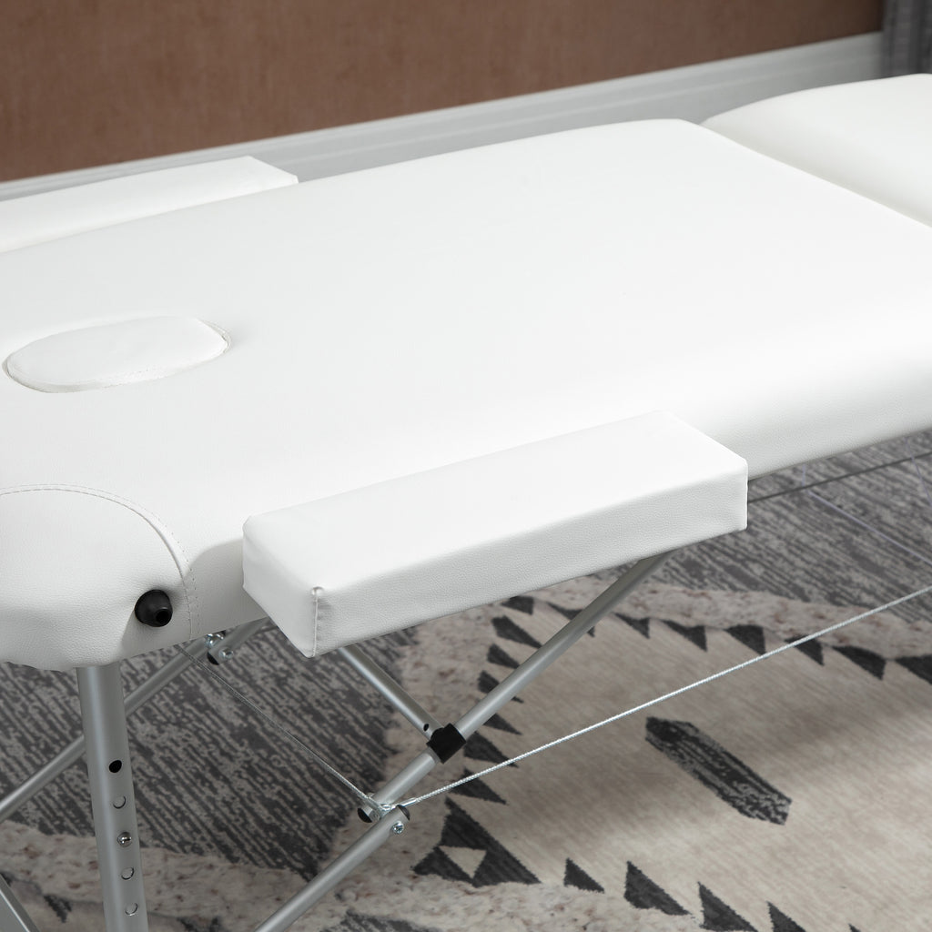 Table de massage 3 zones pliante cosmétique portable charge max. 225 Kg hauteur réglable cadre en alliage blanc-8