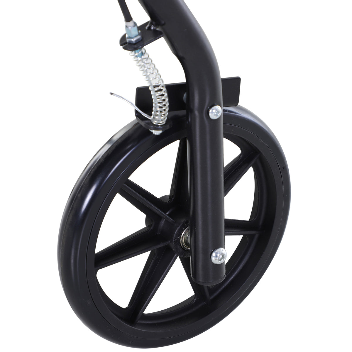 Déambulateur 4 roues - déambulateur pliable léger - assise + dossier rembourré - poignées ergonomiques, freins à main - panier rangement - cale-pied - métal noir-7