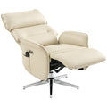 Fauteuil Relax Électrique Pivotant Massant et Chauffant Fauteuil Inclinable en PU Hauteur Réglable Double Moteur Crème-0