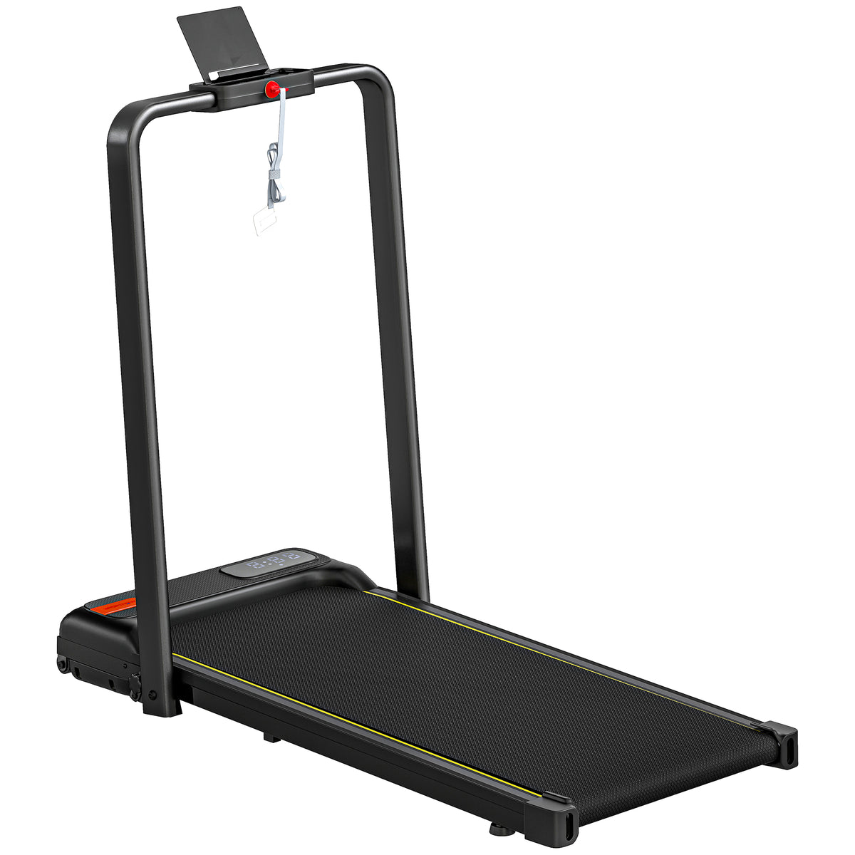 Tapis de marche 2 en 1, tapis de course pliable Inclinaison à 10% 6 KM/H, moteur 2,0 HP, télécommande 109x48x100cm noir-0