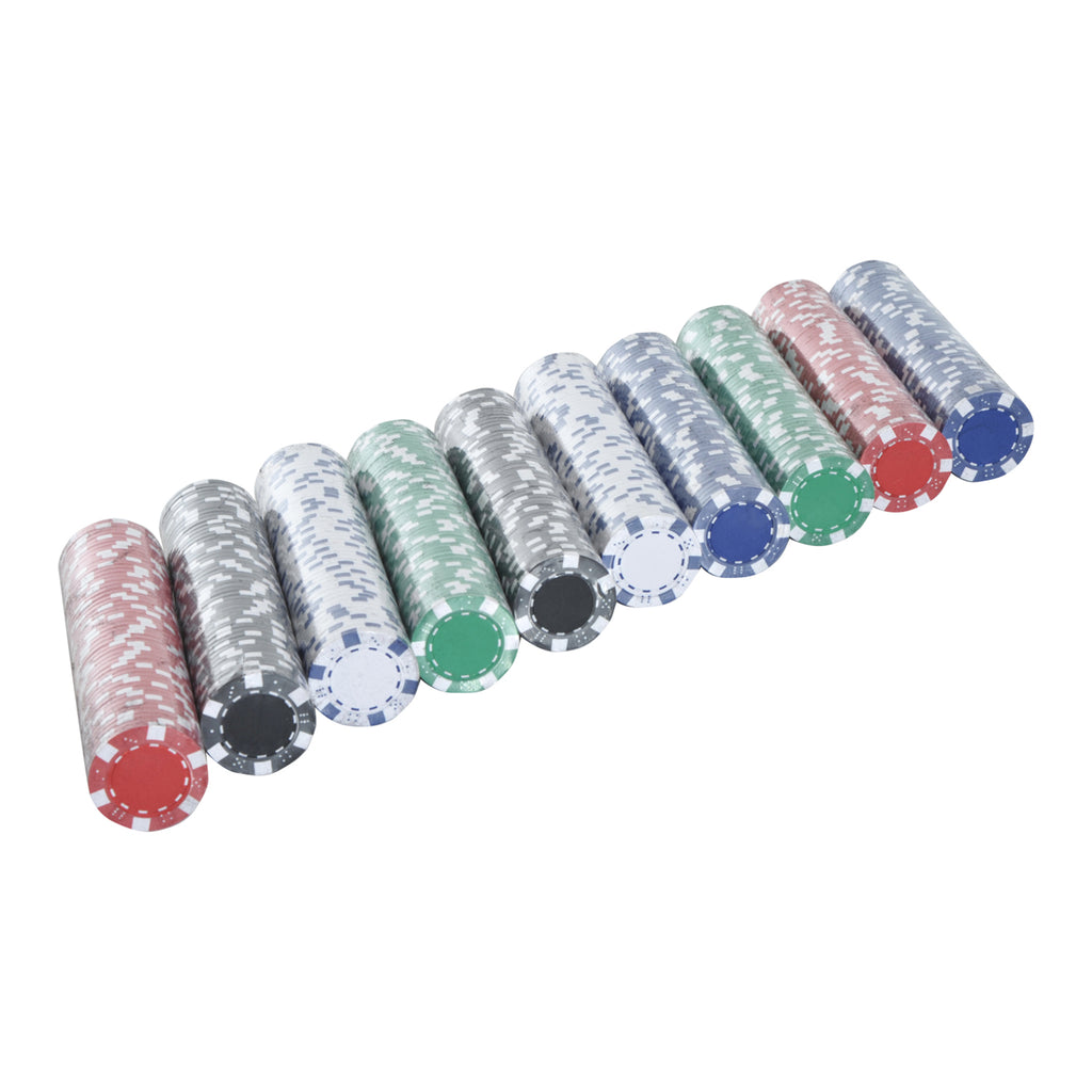 Mallette de Poker Coffret de Poker Complet avec 500 jetons 2 Jeux de Cartes + 5 dés Bouton Dealer 2 clés alu.-5