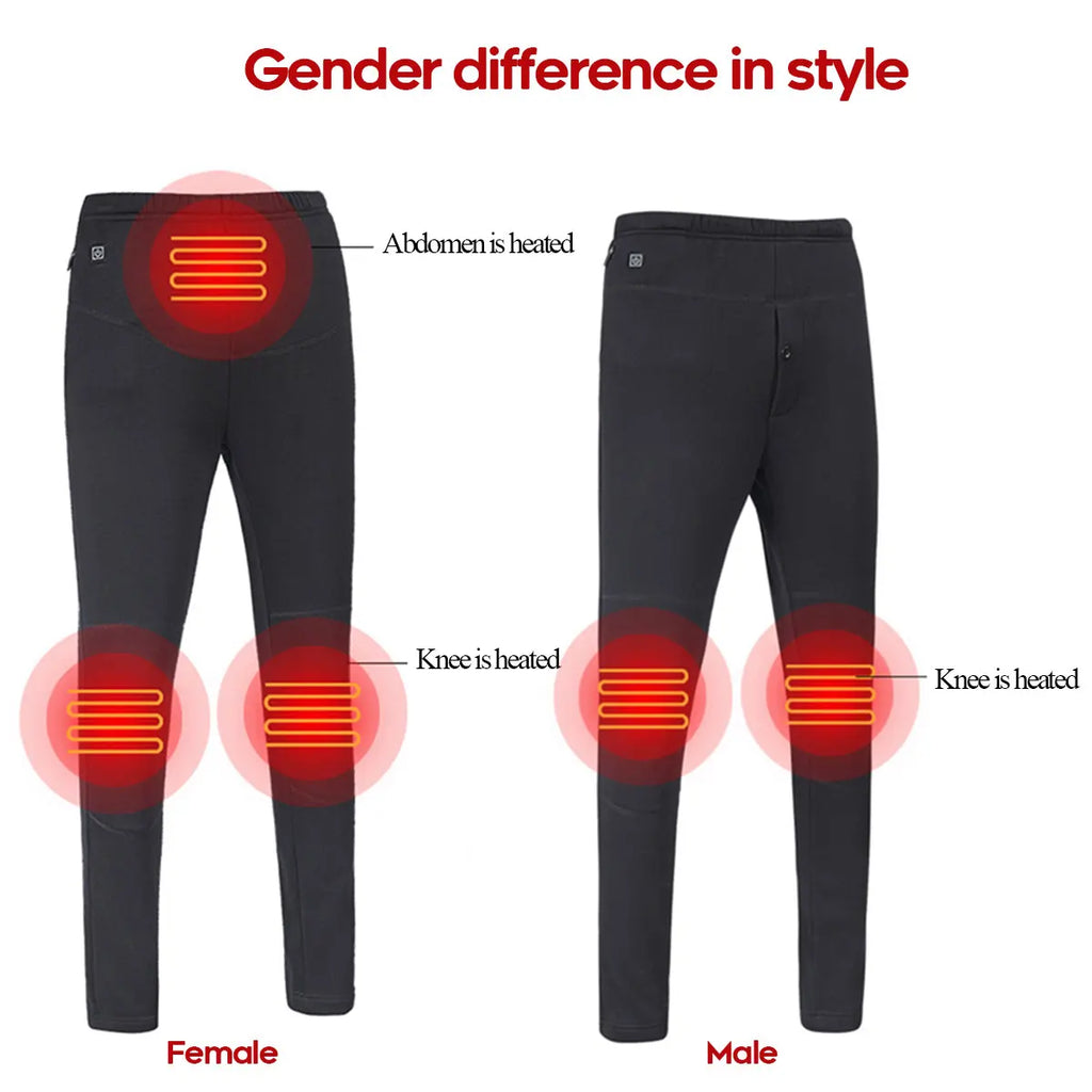 Women Men Winter Outdoor Hiking Heating Trousers Slim USB Charging Heated Pants Skiing Charging Electric Heated Pants Trousers