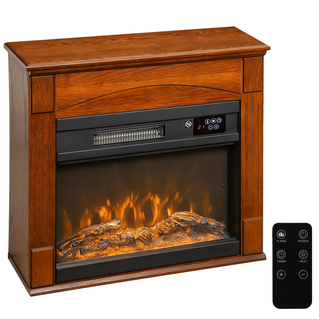 Cheminée électrique 1000W/2000W, fausse cheminée effet flamme 3D à 6 couleurs et 3 luminosités, 68,5x27,5x63cm, marron-0