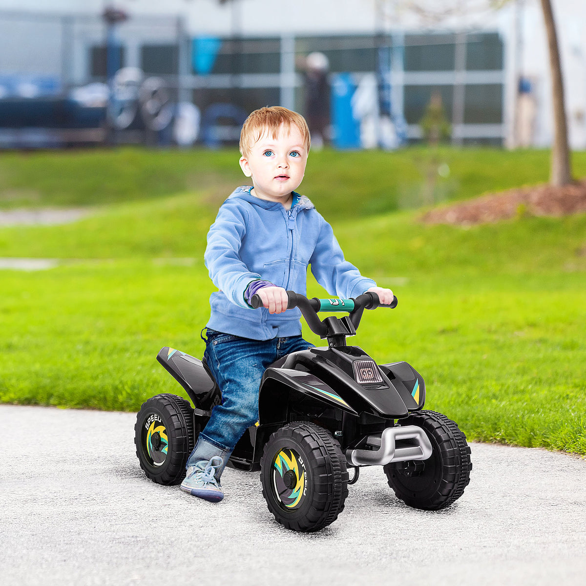 Quad électrique pour enfants 18-36 mois véhicule à batterie 6V avec marche avant et arrière 72 x 40 x 45,5 cm noir-1