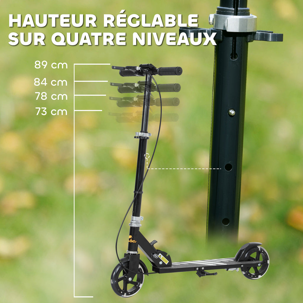Trottinette enfants 3 à 8 ans, trottinette pliable à 2 roues LED roues lumineuses, 4 réglages en hauteur, noir-3