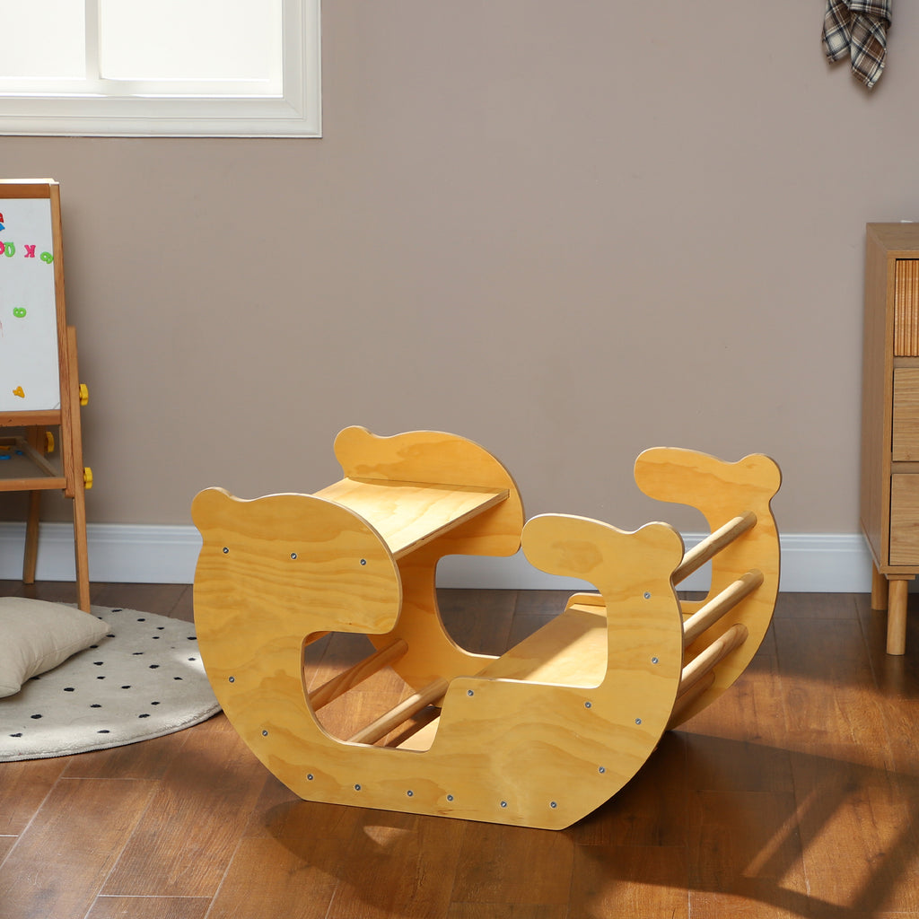 Arche d'escalade pour enfants, table à jouets pour enfants 18-48 mois, design 2 en 1, charge max. 50 kg, bois naturel-9