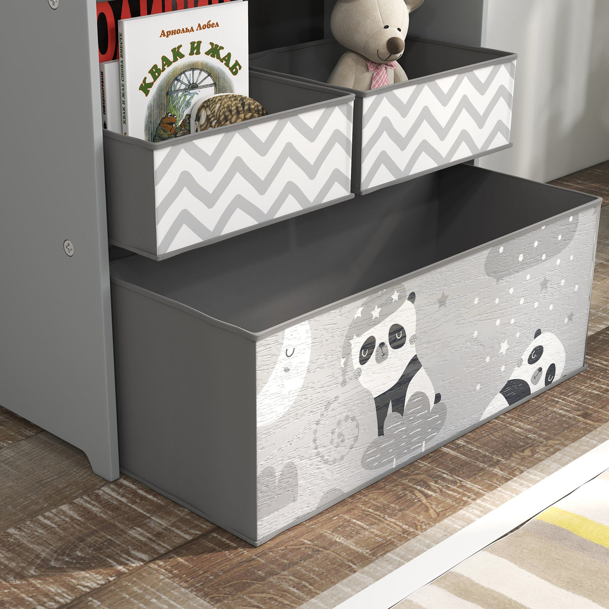 Meuble rangement enfant rangement jouet enfant 6 boîtes amovibles en tissu non tissé 63 x 30 x 66 cm gris-8