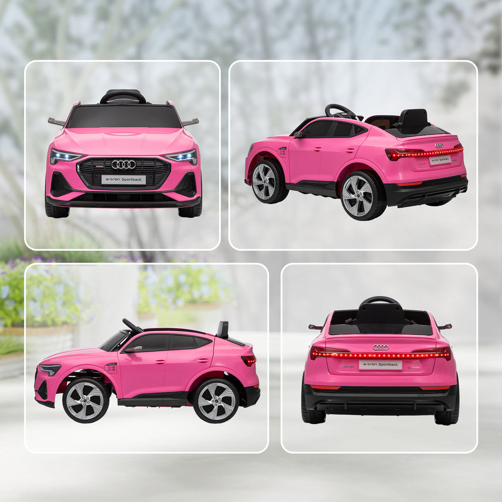 Voiture électrique enfants, véhicule électrique 12V avec télécommande 2,4G, phares, musique, klaxon, port USB, MP3, rose-8