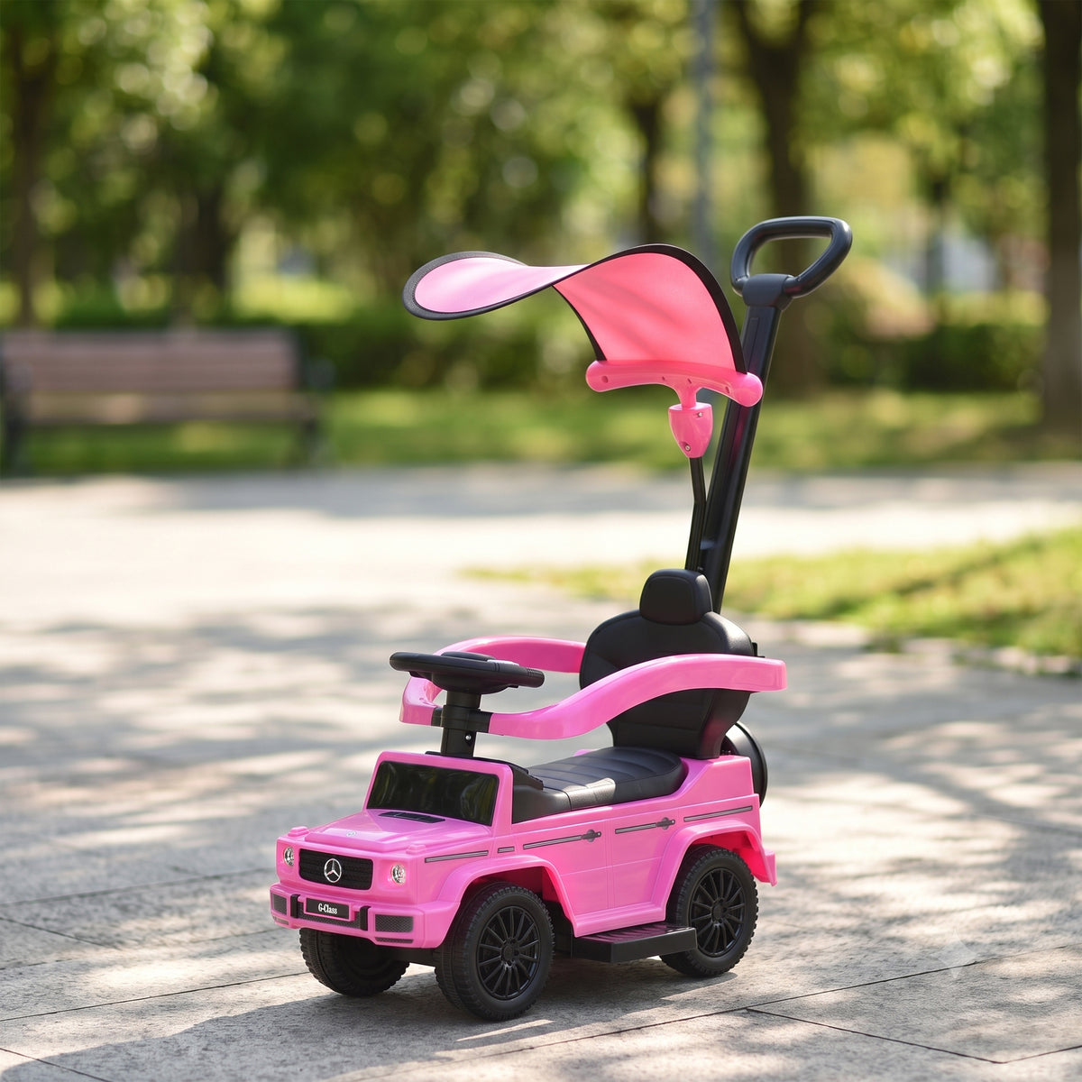 Porteur Enfants Voiture Enfant Multi-équipée 12-36 Mois klaxon Marche-Pieds, Garde-Corps et ombrelle Rose-1