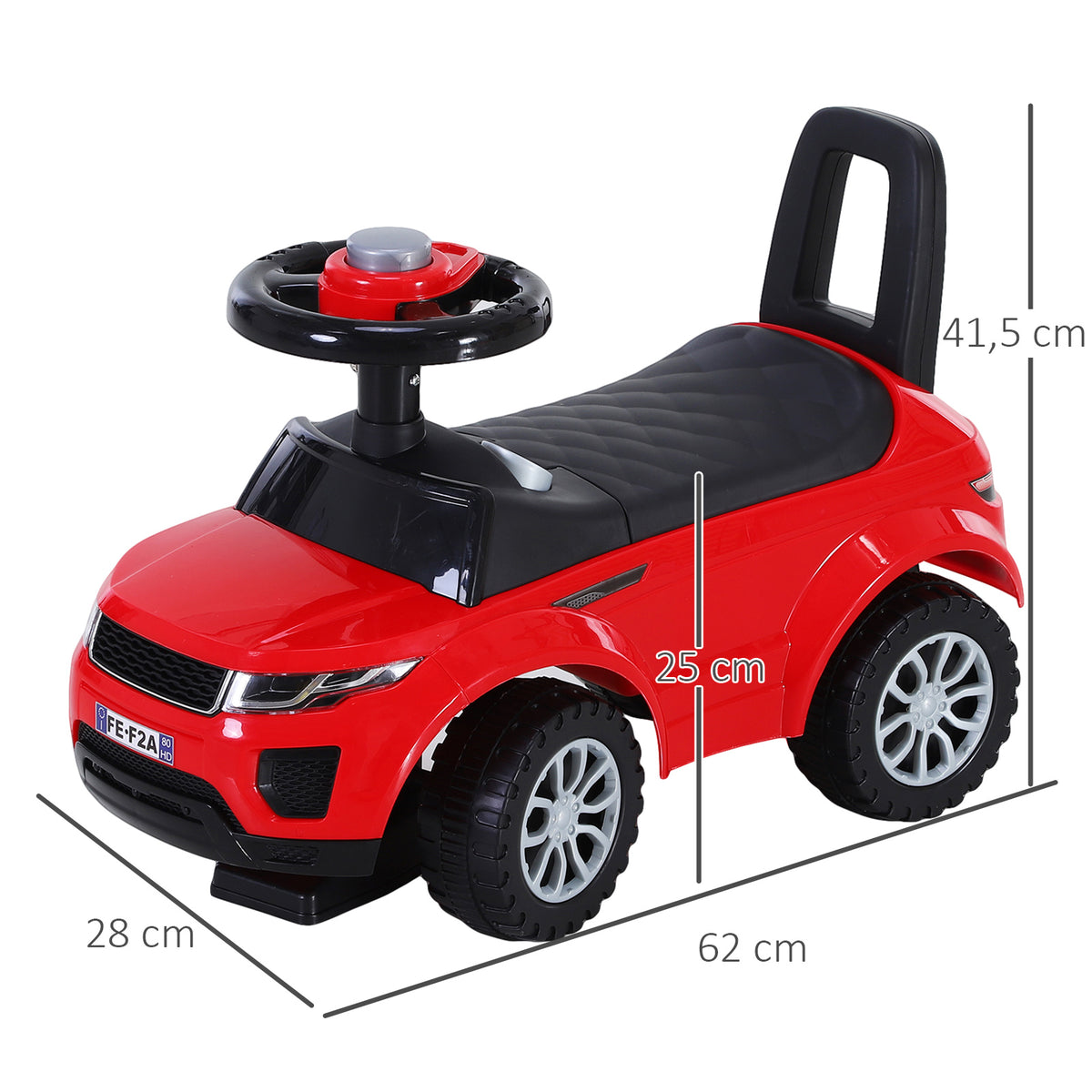 Porteur Enfant Véhicule à Pousser, Porteur Bébé avec Klaxon, Compteurs Factices et Coffre à Jouets, pour Enfants de 12 à 36 Mois, Rouge-2