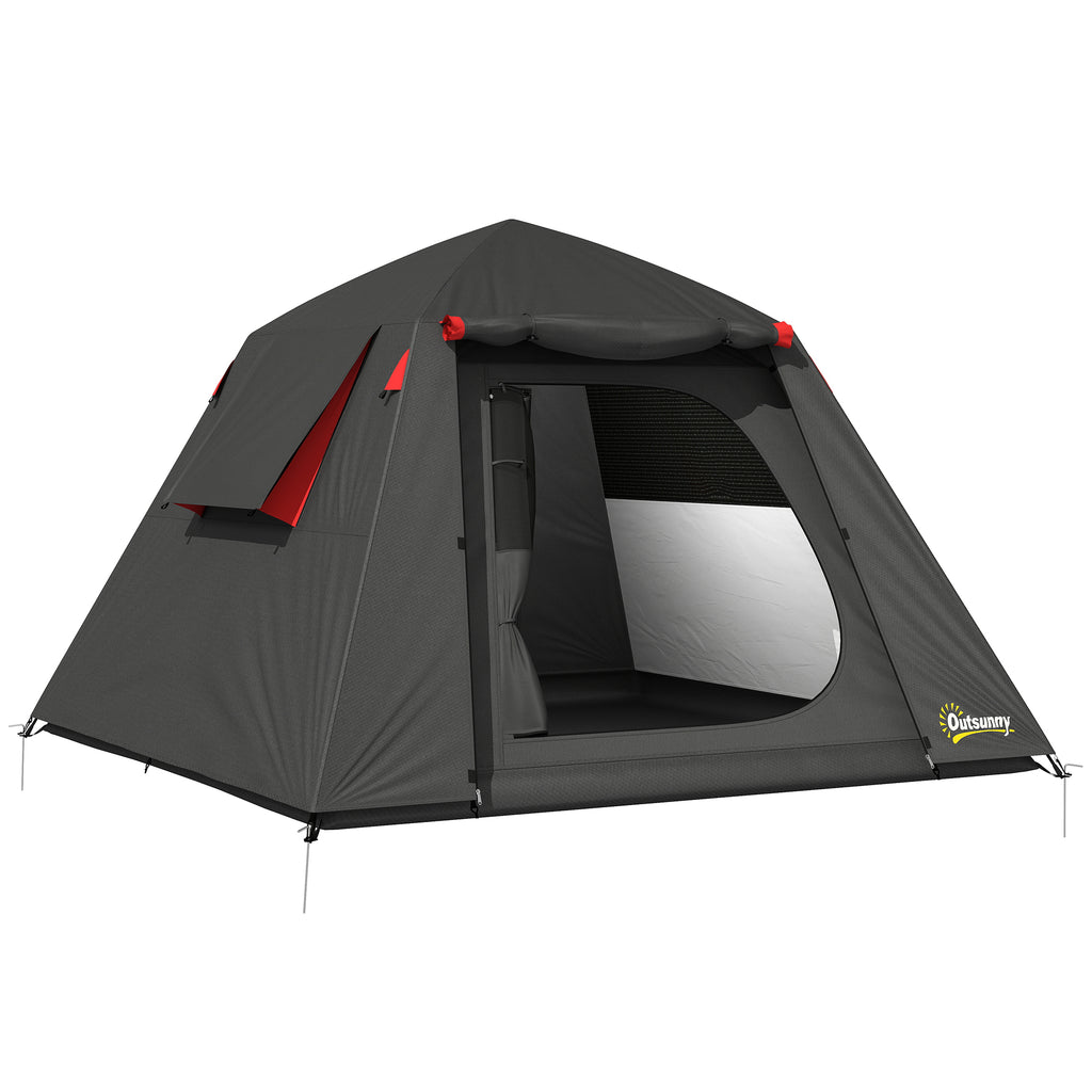 Tente de Camping Dôme 2 Personnes 3-4 Saisons Imperméable 3000mm Montage Facile 2 Portes 210x210x150cm Gris Foncé-0