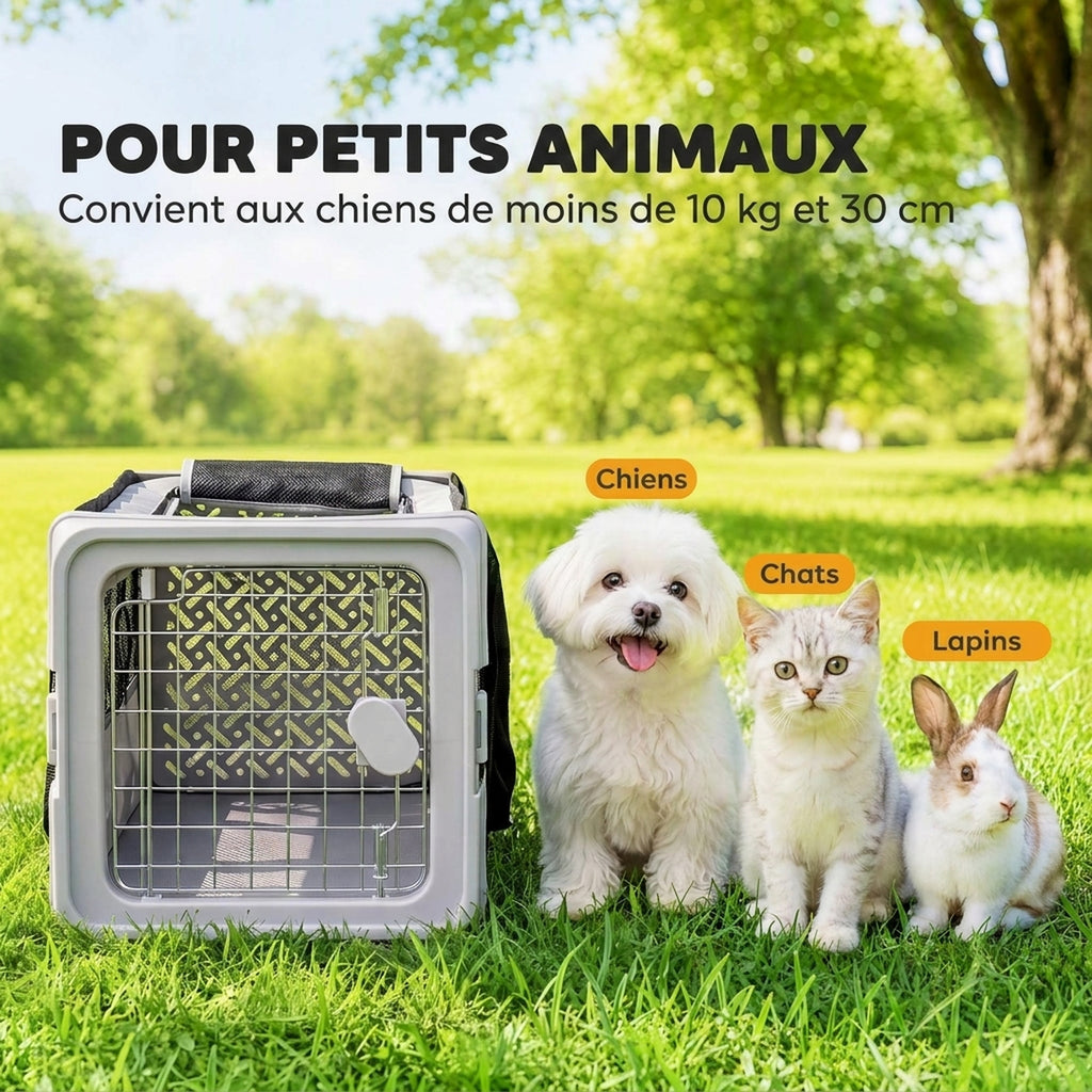Sac de Transport pour Chat et Chien Pliable Tissu 300D Jusqu'à 10 kg 49,5 x 34 x 35,5 cm Gris-4