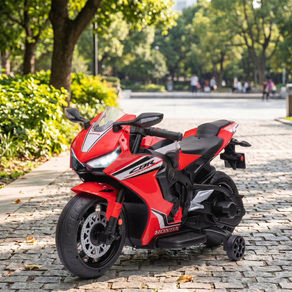 Moto Électrique Enfants sous Licence HONDA 6 V, 3 Km/h, Musique & Lumière, 2 Roues d'Entraînement, Rouge-9