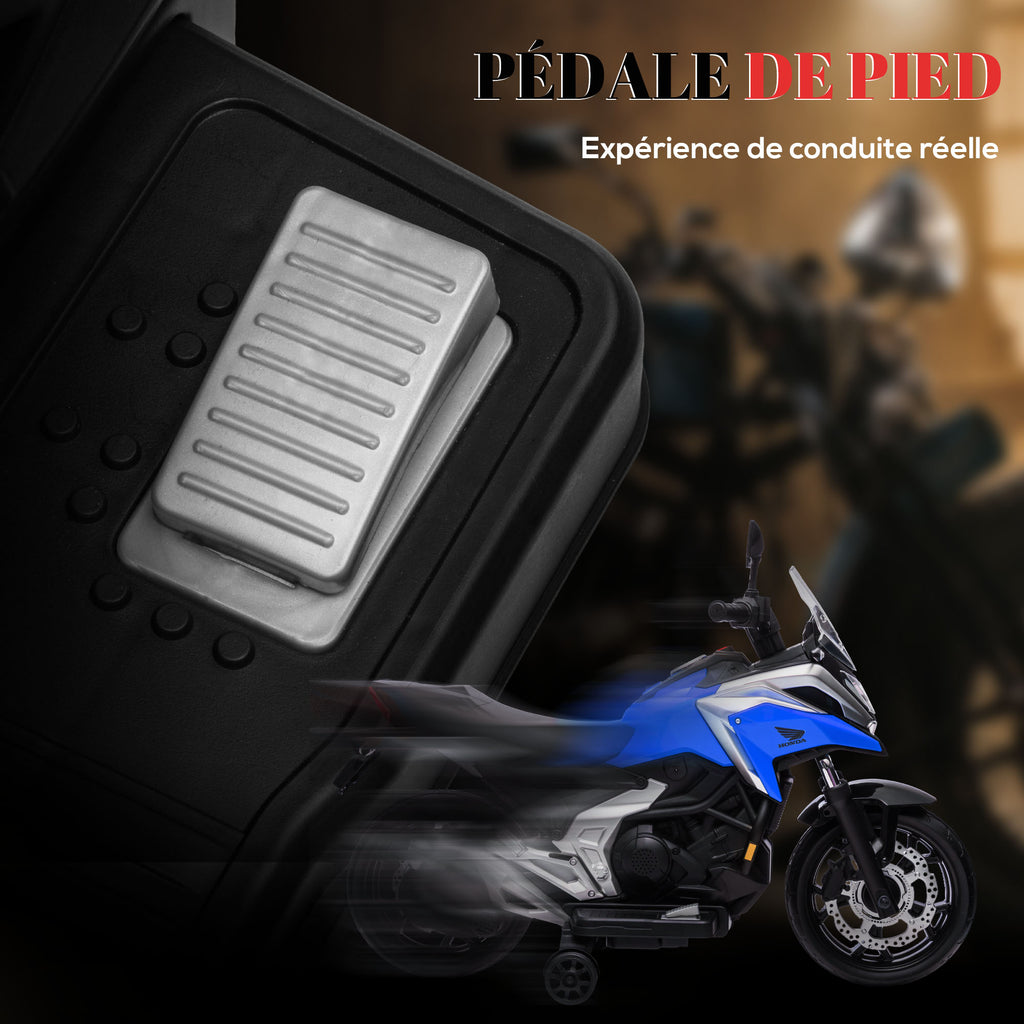 Moto électrique pour enfants moto porteur Honda pour enfants 3 à 6 ans avec musique, phares bleu-7