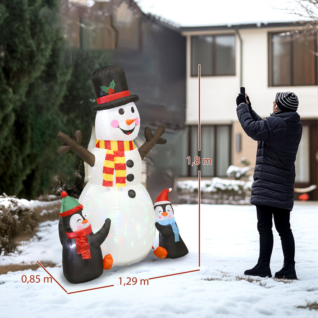 Bonhomme de neige et pingouins gonflable de Noël de 180 cm avec lumières LED, décoration de Noël intérieur et extérieur-2