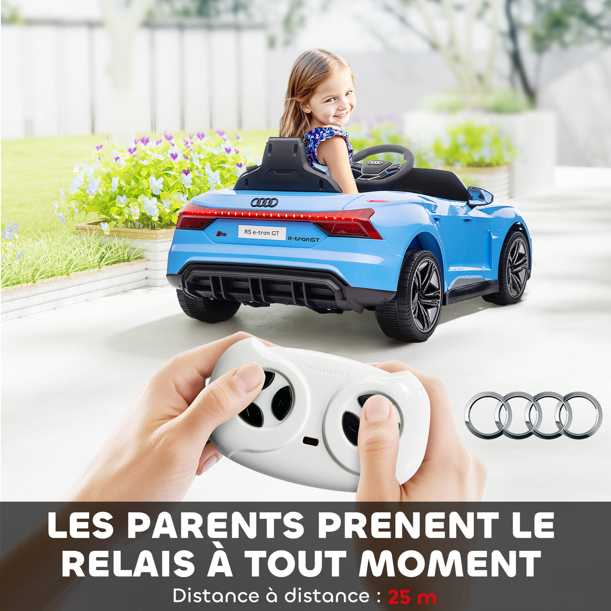 Voiture électrique enfant 12 V - véhicule électrique avec télécommande parentale fournie - V. Max. 5 Km/h - effets sonores, lumineux - Audi RS E-tron GT bleu-4