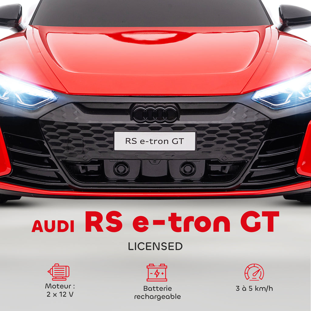 Voiture électrique enfant 12 V - véhicule électrique avec télécommande parentale fournie - V. Max. 5 Km/h - effets sonores, lumineux - Audi RS E-tron GT rouge-3