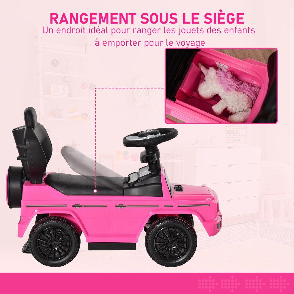 Porteur Enfants Voiture Enfant Multi-équipée 12-36 Mois klaxon Marche-Pieds, Garde-Corps et ombrelle Rose-6