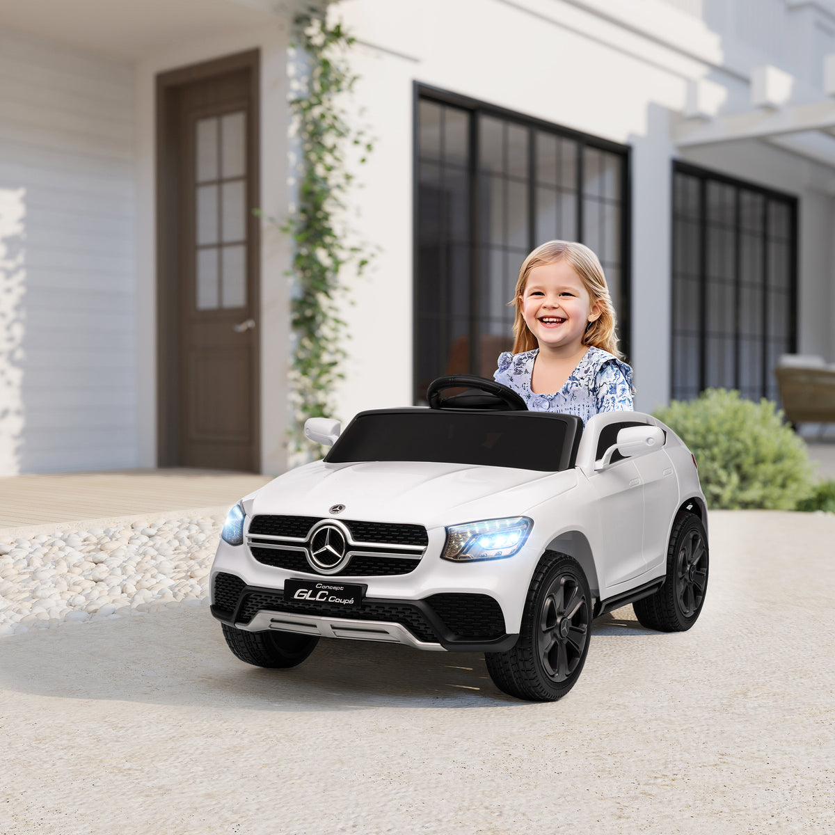 Voiture électrique enfants, véhicule électrique 12V, télécommande 2,4G, 3 vitesses, démarrage lent, 105x68x50cm, blanc-9