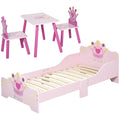 Lit Enfant et Ensemble table et chaises enfant - Design Princesse Motif Couronne - sommier à Lattes Inclus - Rose-0