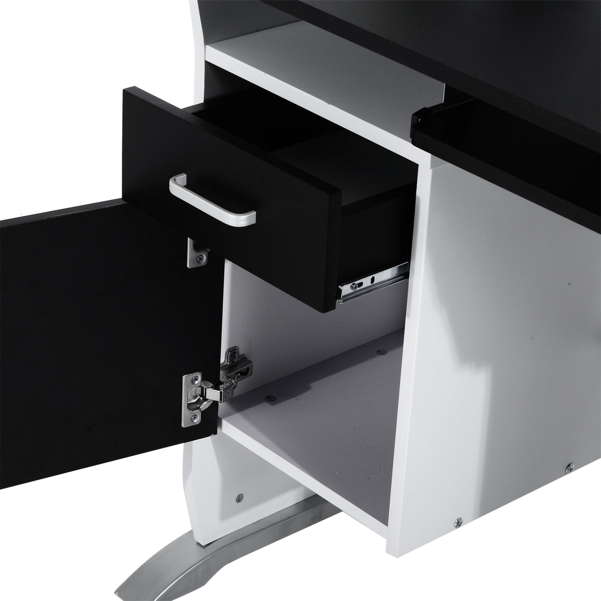 Bureau informatique design en mdf 100 L x 52 I x 75H cm noir et blanc-7