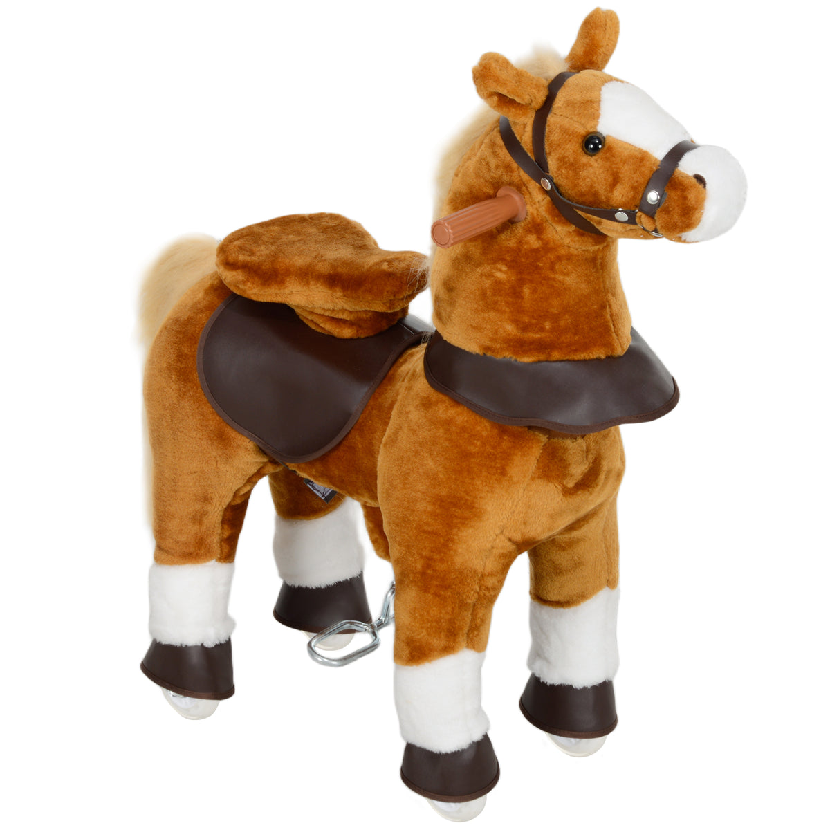 Cheval à monter pour enfant cheval à roulettes selle surélevée pour enfants 3-5 ans charge 60 kg 70 x 28 x 70 cm marron-0