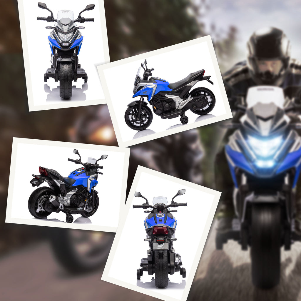 Moto électrique pour enfants moto porteur Honda pour enfants 3 à 6 ans avec musique, phares bleu-8