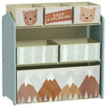 Meuble de rangement enfant avec 6 boîtes amovibles en tissu non tissé Organisateur de jouets, étagère 63L x 30l x 66H cm-0