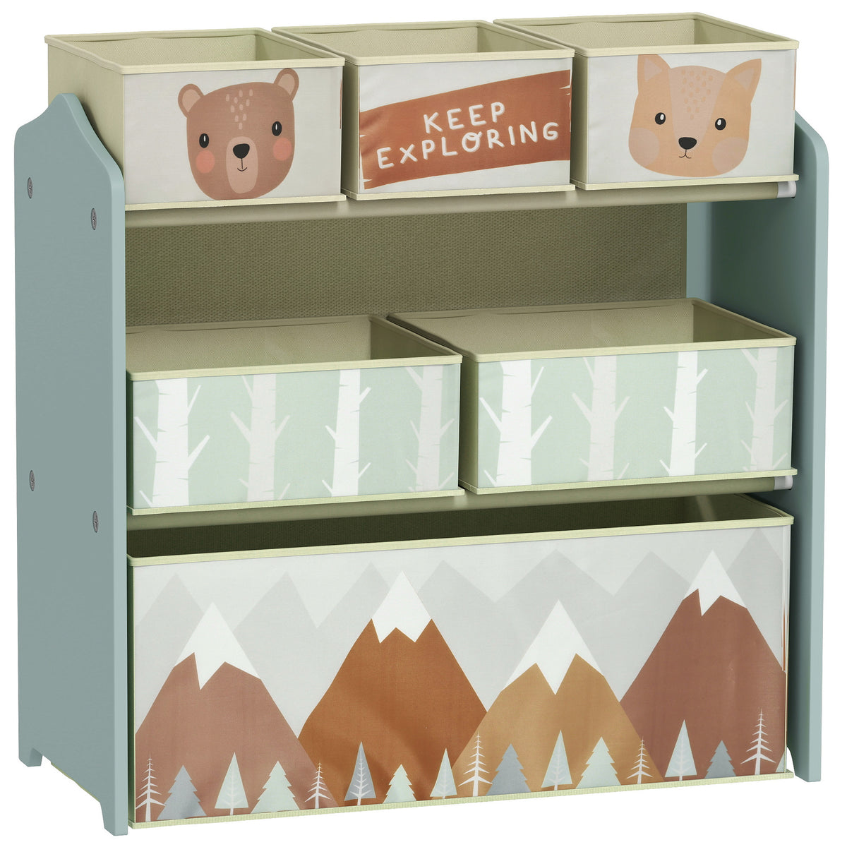 Meuble de rangement enfant avec 6 boîtes amovibles en tissu non tissé Organisateur de jouets, étagère 63L x 30l x 66H cm-0