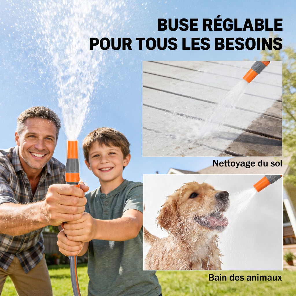 Enrouleur Tuyau Arrosage Mural 40+2 m x Ø 15mm, Dévidoir de Tuyaux d'Eau Rétractable Automatique Pivotant à 180°, Orange-6