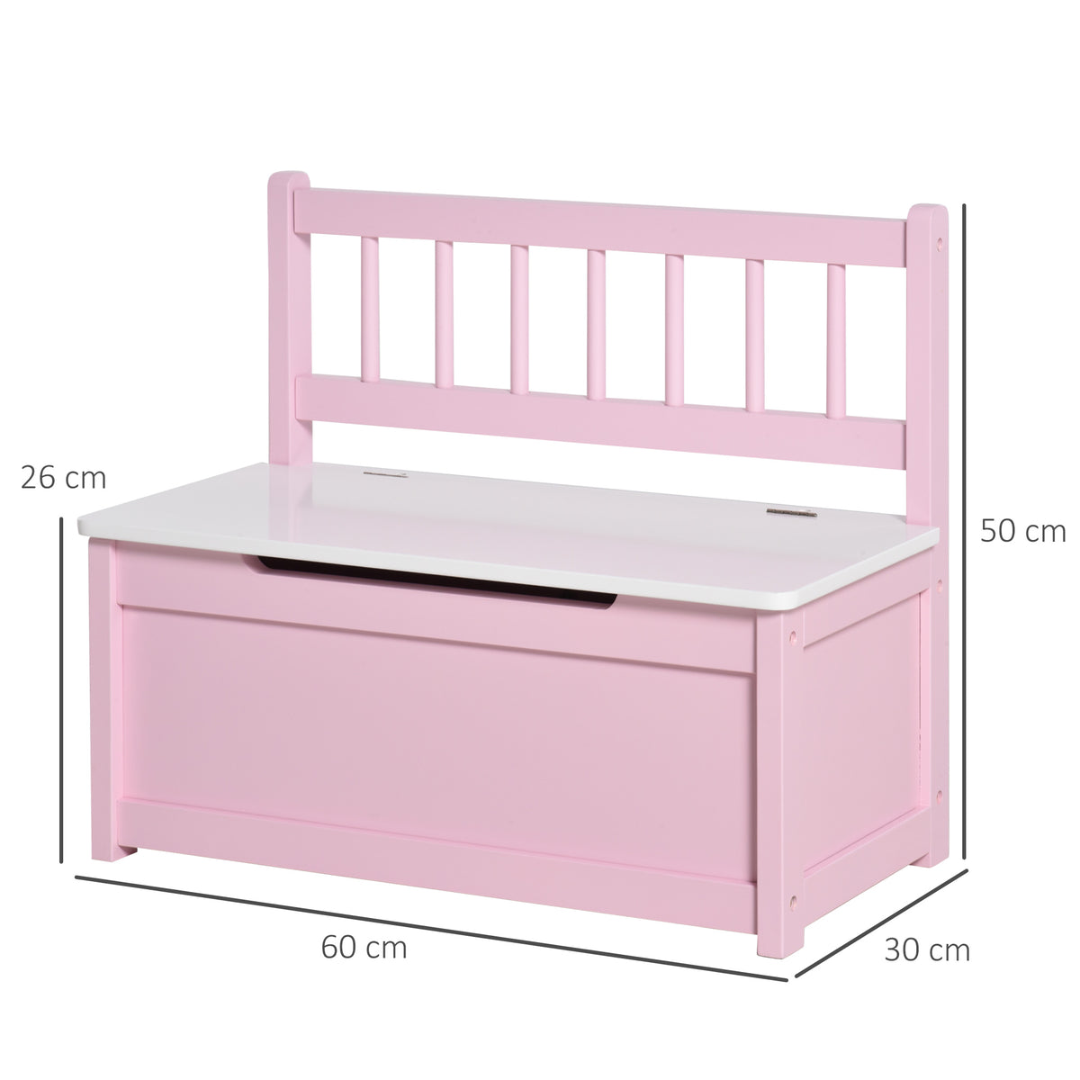 Coffre à jouet enfant banc de rangement enfant couvercle rabattable et charnières de sécurité 60 x 30 x 50 cm rose-2