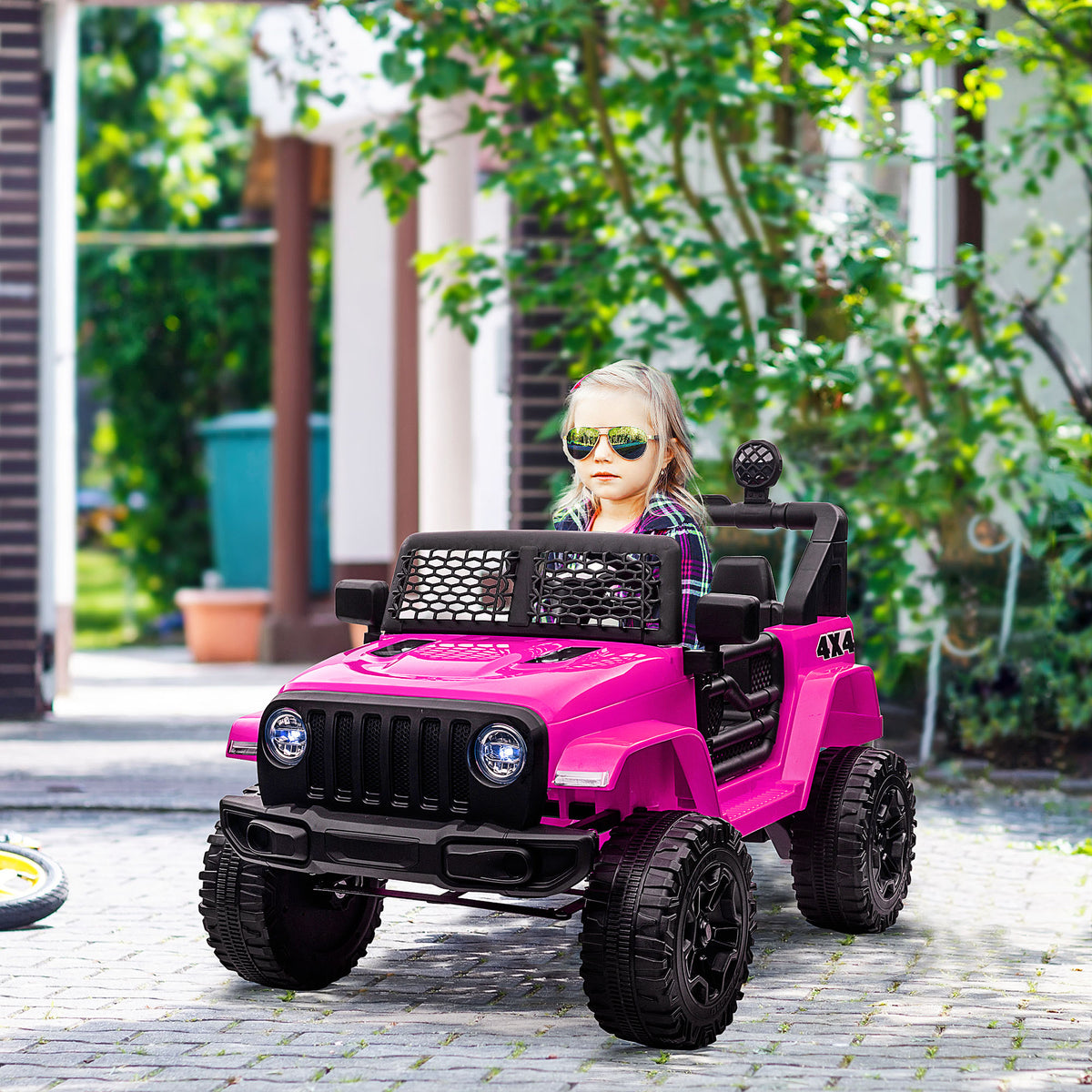 Voiture électrique Enfant Propulsion arrière 12 V 5 Km/h Max. télécommande Effets Lumineux sonores 100x65x72cm Rose-1