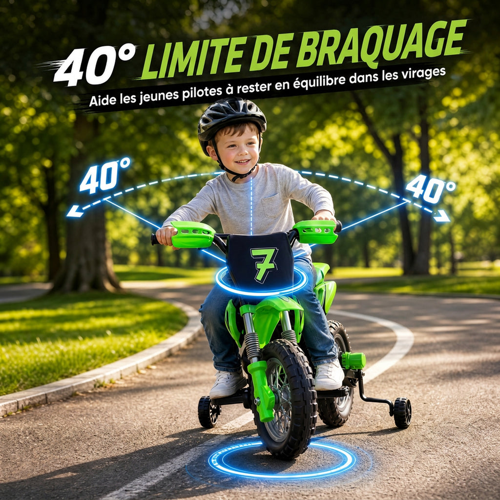 Moto Électrique Enfants 12 V, Vitesse Max 3 Km/h, Batterie au Lithium, Double Moteur, Suspension Arrière, Vert-5