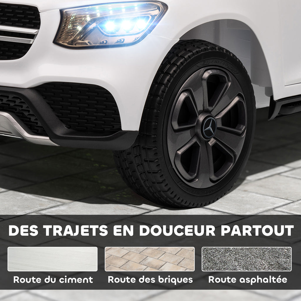 Voiture électrique enfants, véhicule électrique 12V, télécommande 2,4G, 3 vitesses, démarrage lent, 105x68x50cm, blanc-7