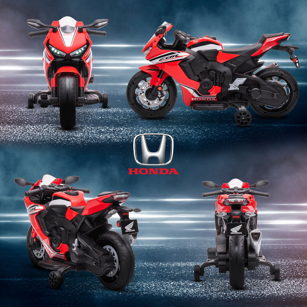 Moto Électrique Enfants sous Licence HONDA 6 V, 3 Km/h, Musique & Lumière, 2 Roues d'Entraînement, Rouge-8