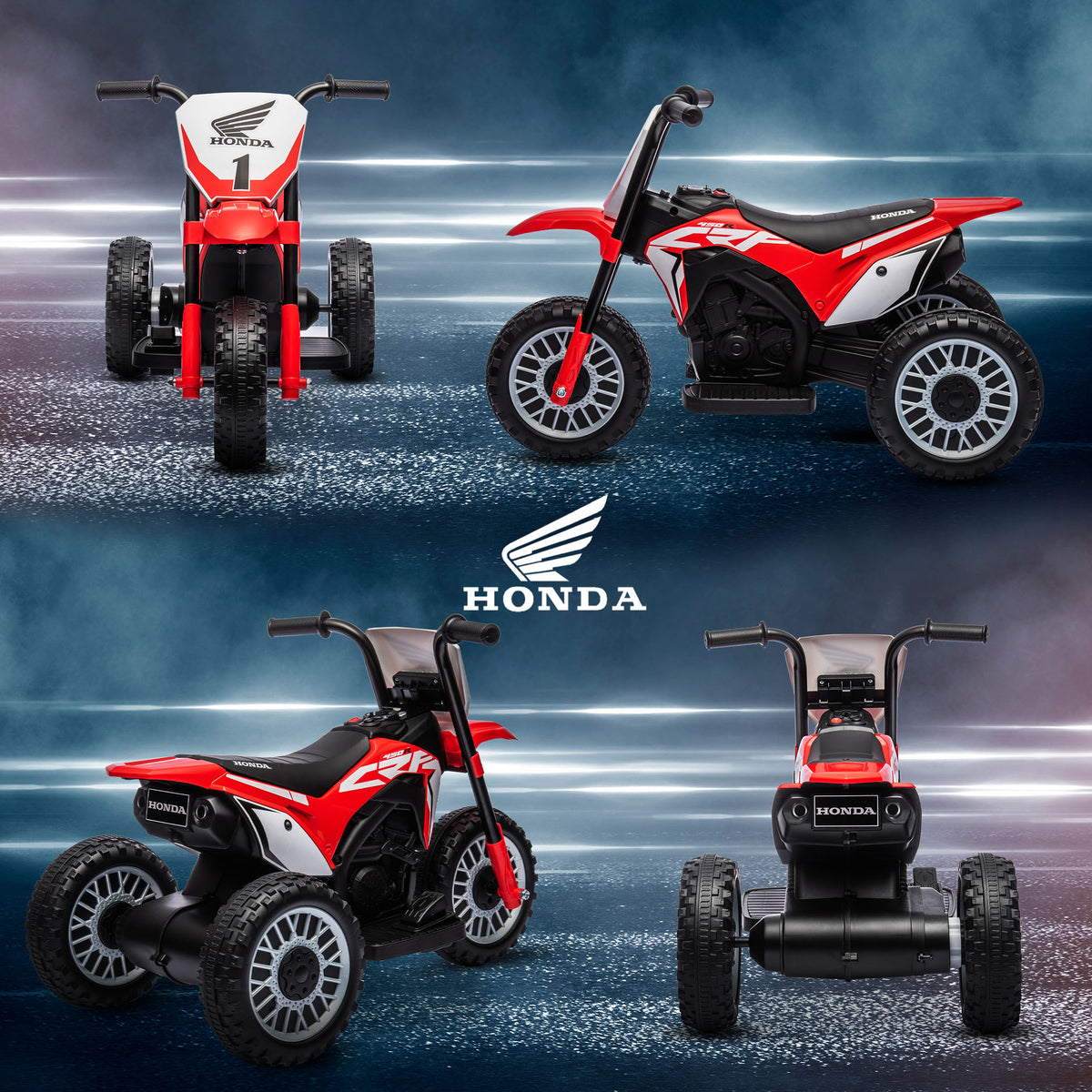 Moto cross éléctrique pour enfant licence Honda CRF450RL 3 roues batterie 6V enfants 18-36 mois rouge-7