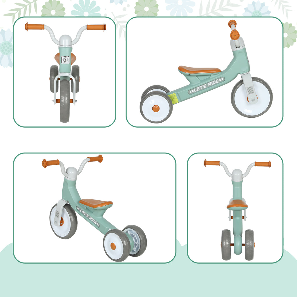 Draisienne bébé 1-3 ans jusqu'à 20 kg, vélo enfants sans pédale, 3 roues silencieuses, 69 x 40 x 49 cm, vert-8