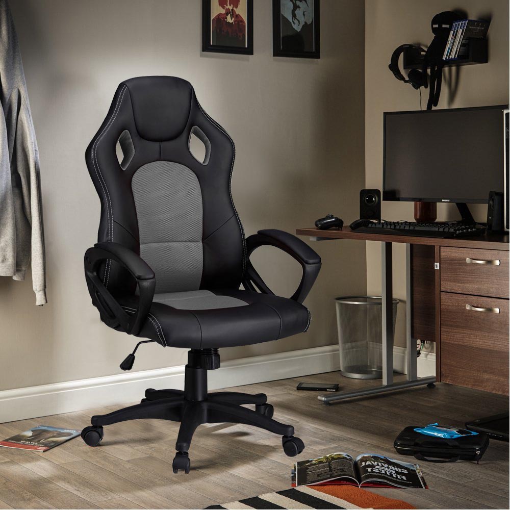 Gamer szék több színben - basic-színes háttámla, szürke-1