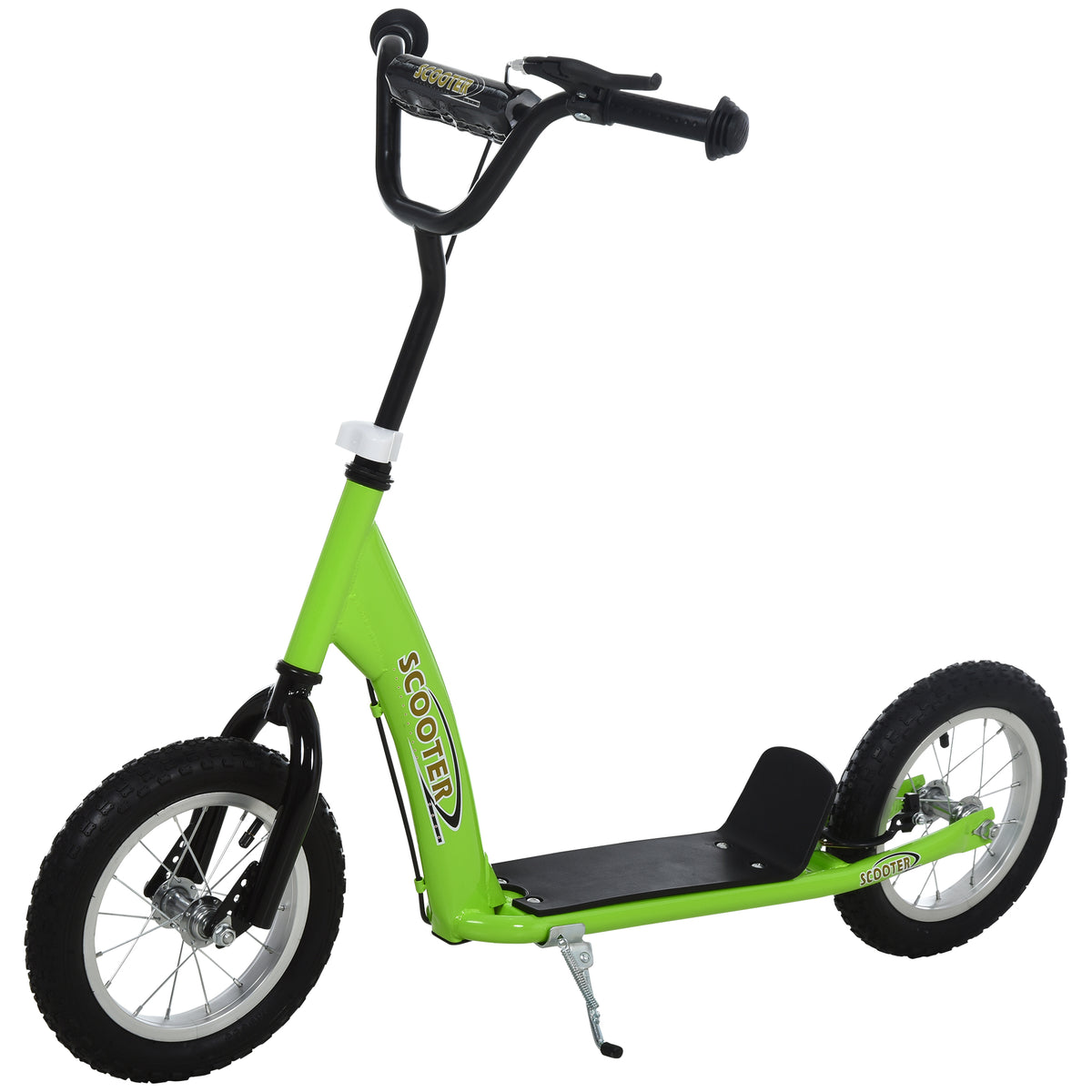 Trottinette patinette Enfants à partir de 5 Ans Grandes Roues Guidon réglable poignée Frein et béquille Acier Vert-9