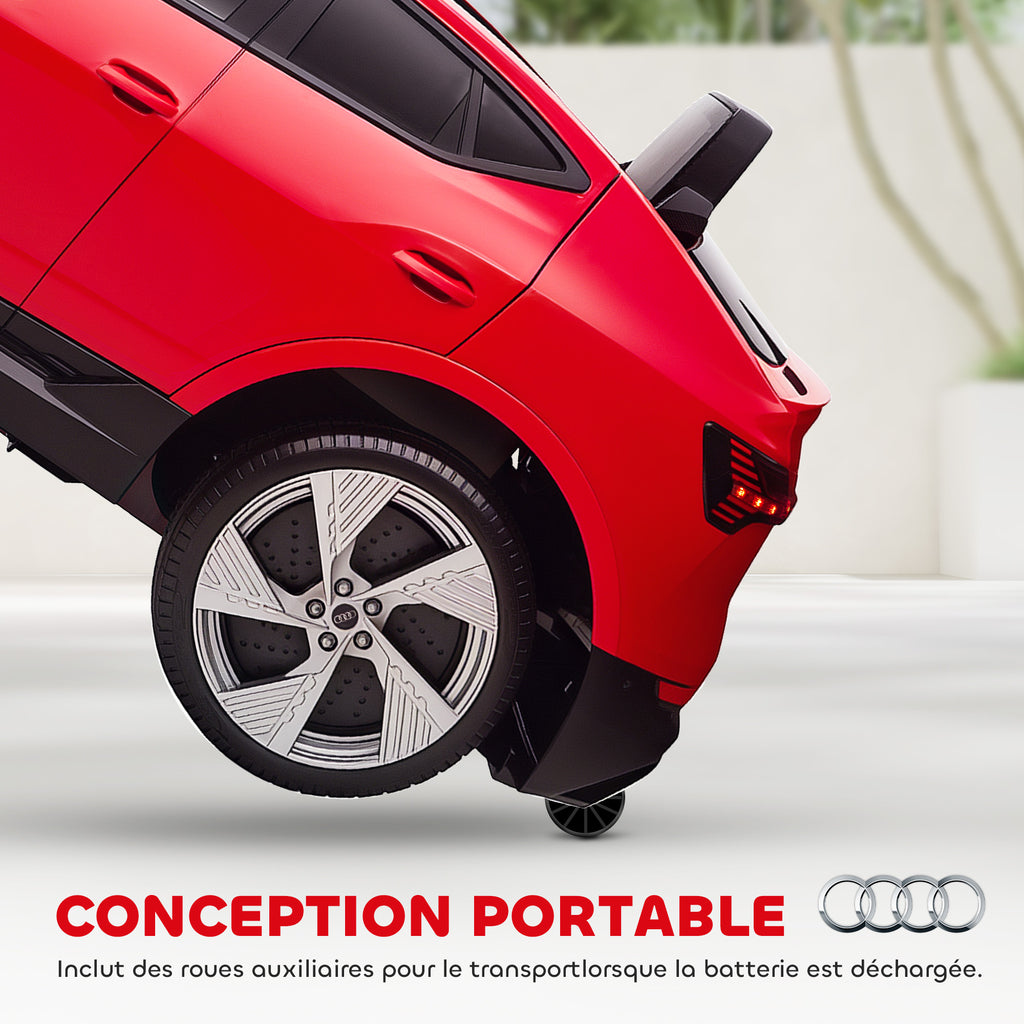 Voiture électrique enfants sous Licence Audi e-tron Sportback, véhicule électrique 12V Max. 5 Km/h avec télécommande 2,4G, phares LED, musique, klaxon, port USB, MP3, rouge-5
