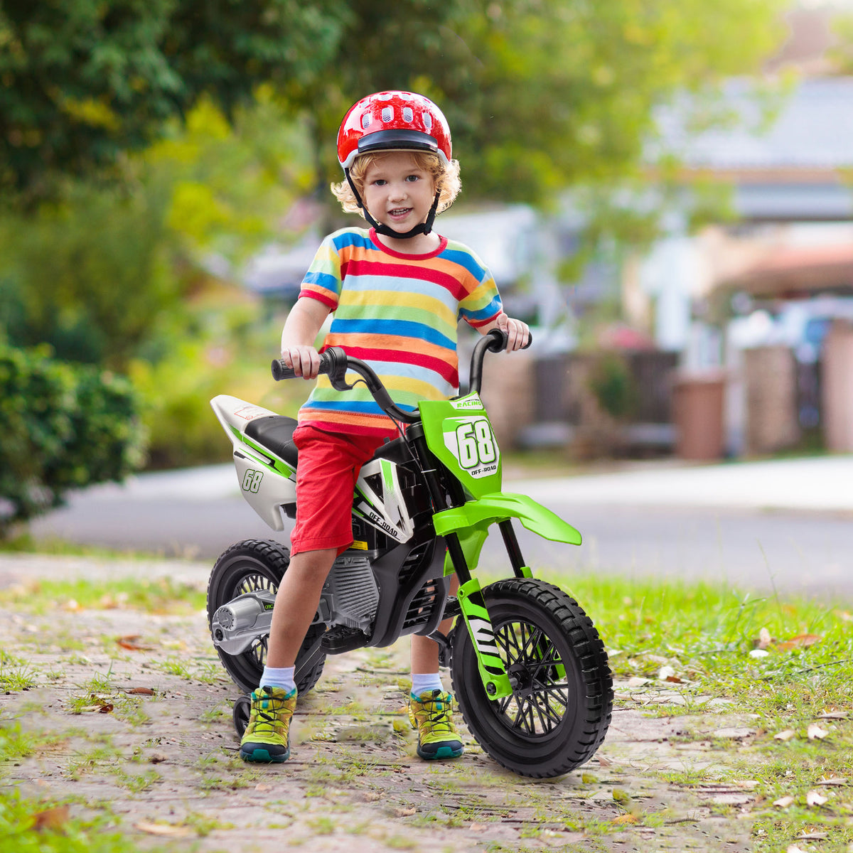 Moto électrique pour enfant moto cross pour enfants de 3 à 6 ans 2 moteurs 12V vitesse max. 5 km/h vert-9